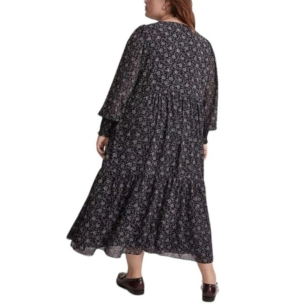 Madewell Black Floral Long Sleeve Dress - Picture 2 of 9
